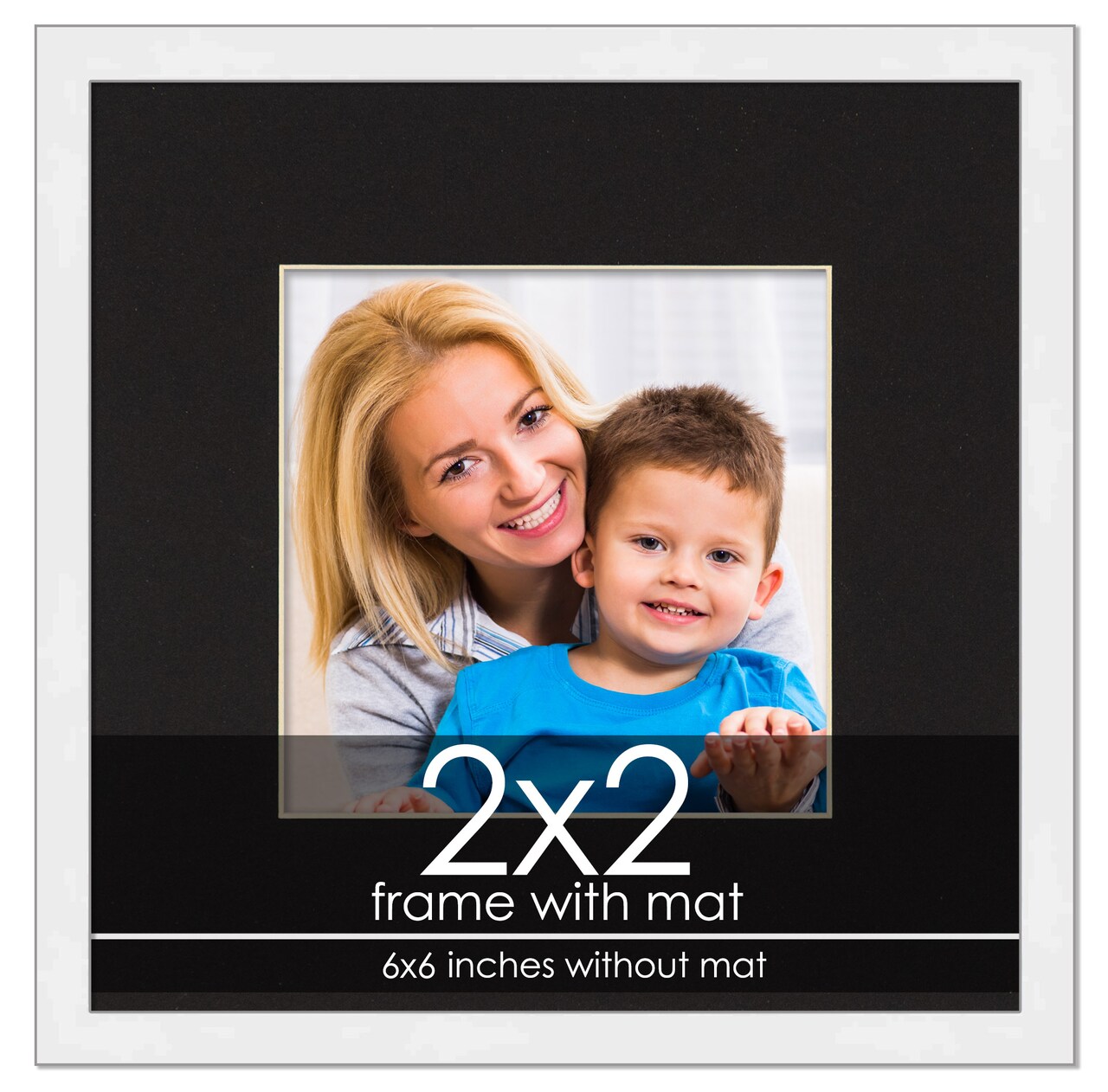 Modern White Frame with Black Photo Mat, UV Acrylic Front, Foam Board Backing, 60 Sizes Available